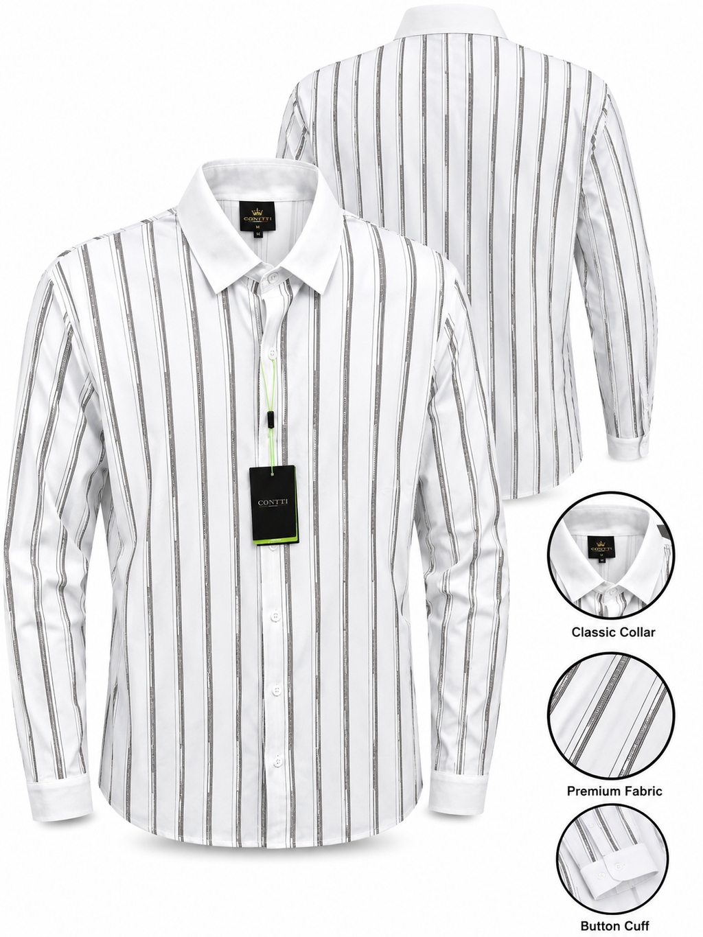 Contti Premium Men's Long Sleeve Dress Shirt | Modern Fit
