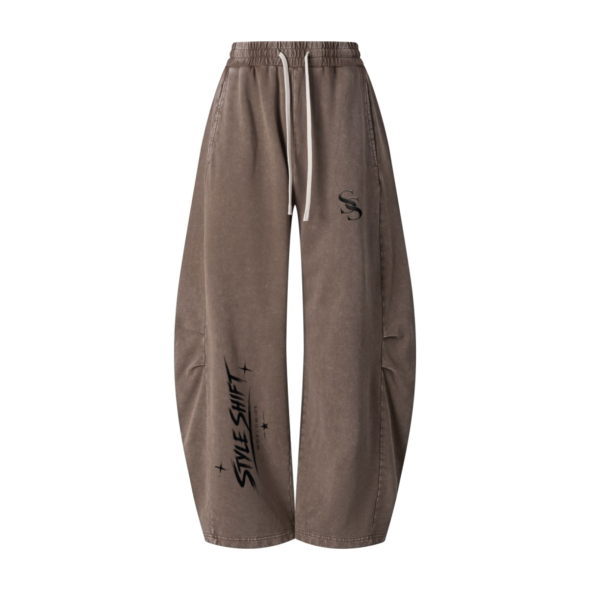 320GSM Heavyweight Cotton Slub Snow Wash Curved Leg Pants Vintage Dark Brown
