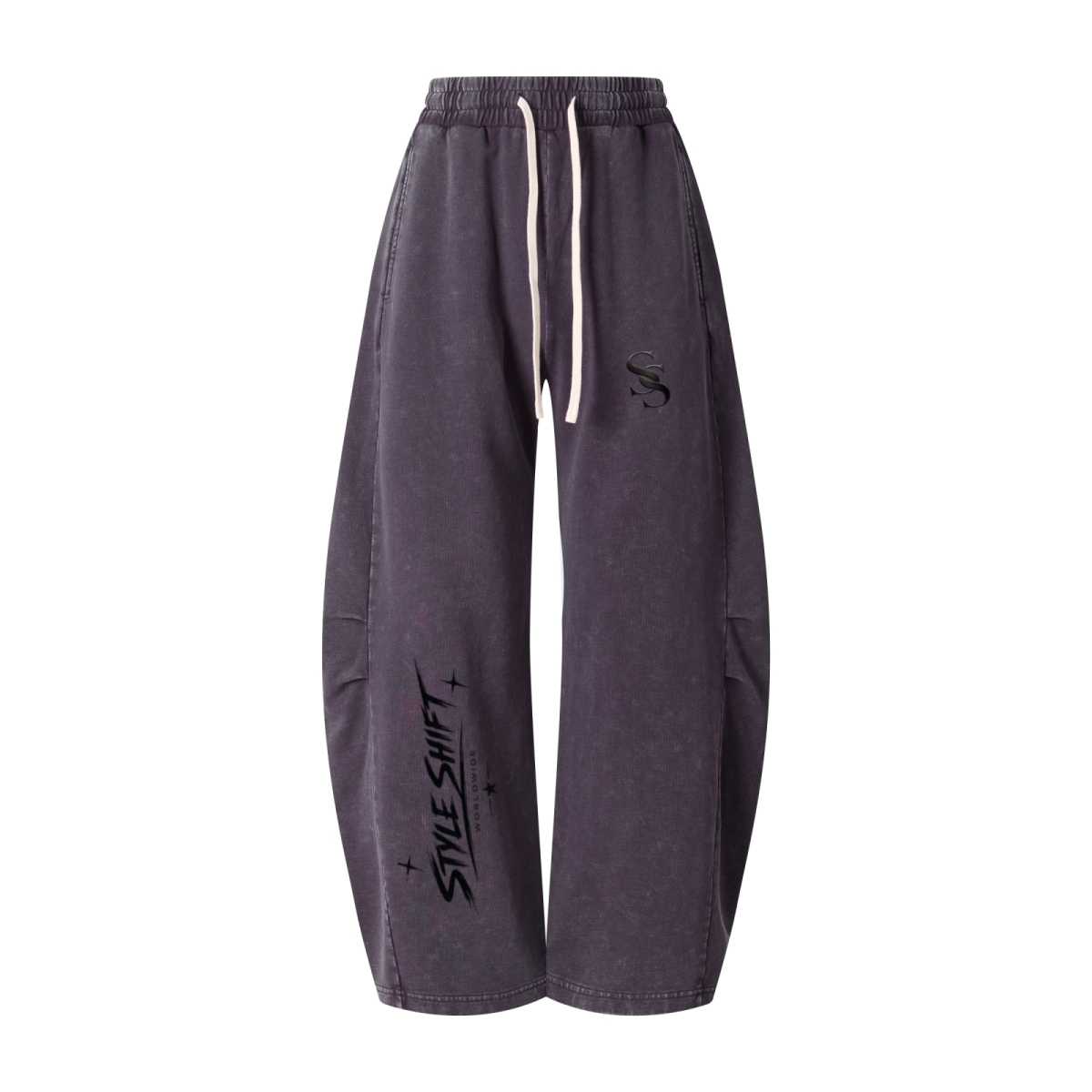 320GSM Heavyweight Cotton Slub Snow Wash Curved Leg Pants Vintage Purple